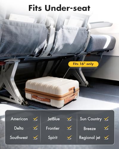 Lekesky 16 Inch Underseat Carry On Luggage Airline Approved, D-Beige-Brown - color: D-Beige-Brown, size: 16 Inch