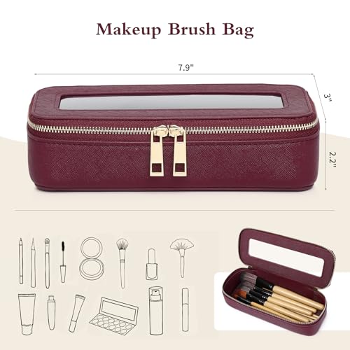 Pinkmik Makeup Brush Case, Burgundy, SLIM - color: B/Burgundy, size: SLIM