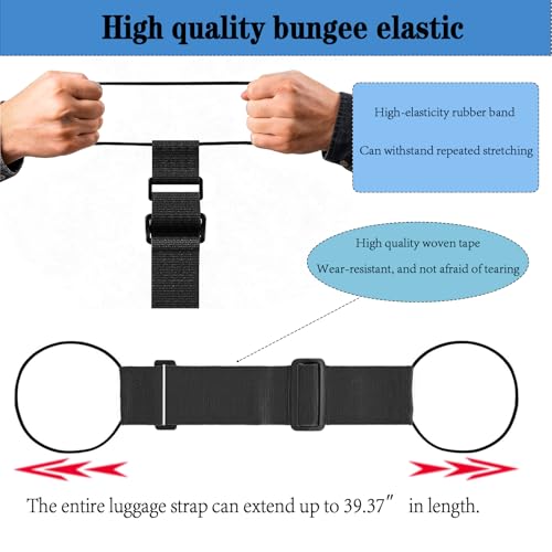 3PCS Multi Use Strong Adjustable Luggage Connector Straps, Add a Bag Easy to Travel Suitcase Elastic Strap Belt for Secure Stacking, Hands-Free Travel & Bag Attachment (Black & Rainbow) - color: 2black +1colorful