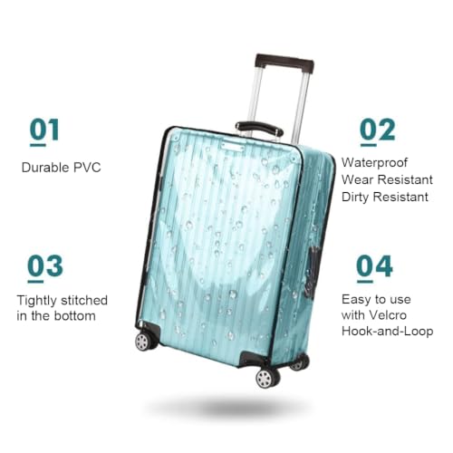 3-Piece Set (20/24/28 Inch) Clear Suitcase Cover (Black Trim) - color: Black Trim-0.4mm, size: 20/24/28" Suitcase Cover.
