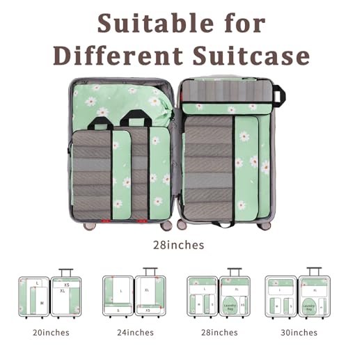 U+U 6 Set Compression Packing Cubes, Travel Organizers (Daisy) - color: Daisy, size: 6 Set