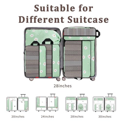 U+U 6 Set Compression Packing Cubes, Travel Organizers (Daisy) - color: Daisy, size: 6 Set