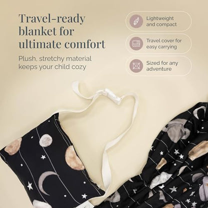 Beddy's Black Outer Space Travel Blanket with Shoulder Bag for Kids - color: Black