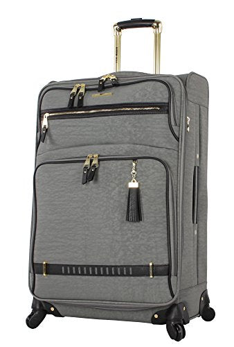 Steve Madden Designer Luggage Collection - 3 Piece Softside Expandable Lightweight Spinner Suitcase Set - Travel Set includes 20 Inch Carry on, 24 Inch & 28-Inch Checked Suitcases (PEEK-A-BOO Grey) - color: PEEK-A-BOO Grey