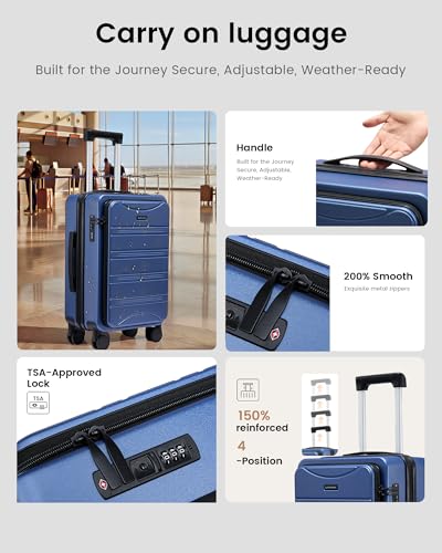 LOVEVOOK Carry On Luggage 20 Inch, Airline Approved Expandable Hard Shell Suitcase with Spinner Wheels, TSA Lock & Cup Holder, Fits Most Overhead Bins - color: White/Khaki