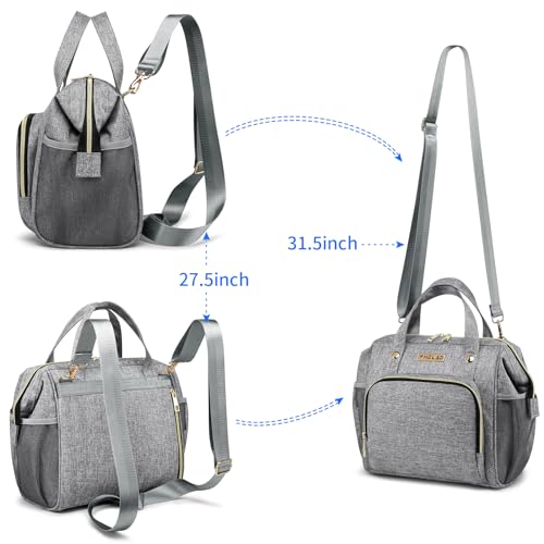 FHELAD HELAD Small Diaper Bag Backpack, 4 in 1 Mini Baby Bag for Short Trip - color: Gray