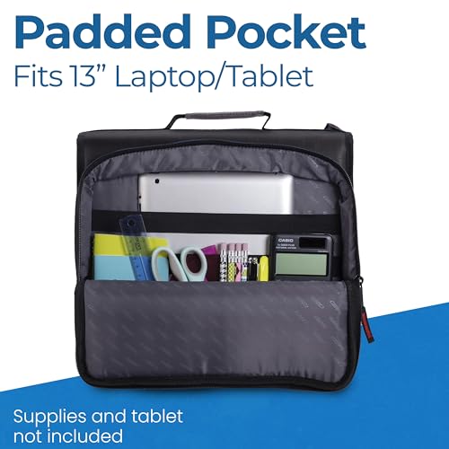 Case-it School Zipper Binder | 1.5" D-Ring | 325-Sheet | LT-207 Jet Black - color: Ff Black/White, size: 1 Pack