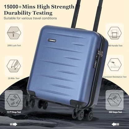 CENSIEN Expandable 16 Inch Underseat Carry On Luggage Airline Approved - color: Navy Blue, size: 16 Inch Underseat EXT
