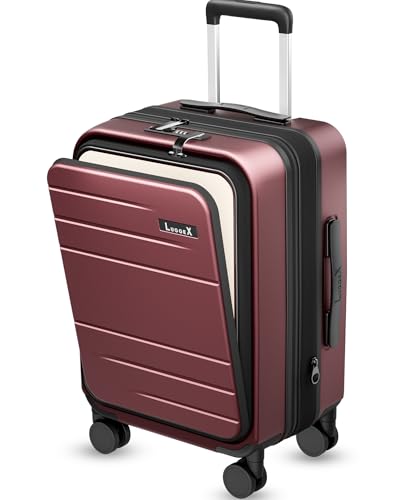 LUGGEX Front Pocket Expandable Carry On Luggage, Cherry, 20" - color: Cherry, size: 20 Inch