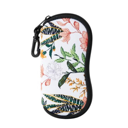 WOZEAH Double Eyeglass Case with 2 Compartments, Travel Eyewear Organizer for Two Pairs of Glasses - color: Flower Leaves