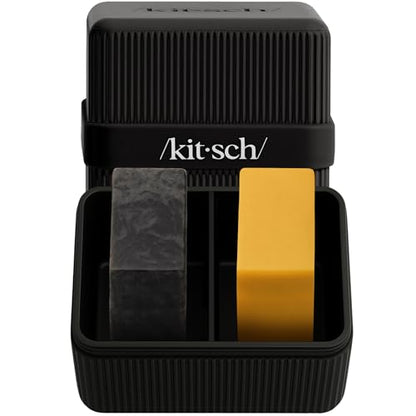 Kitsch 2-Compartment Travel Soap Case – TSA-Approved Bar Soap Holder - color: Black, size: 2 Compartment
