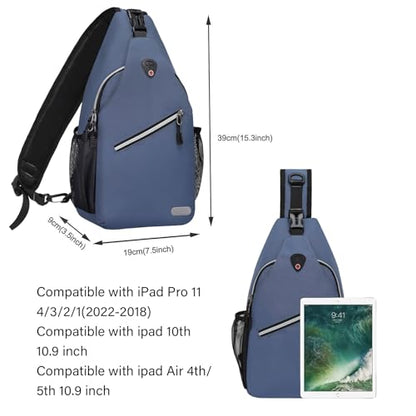 MOSISO Small Sling Bag for Men, Crossbody Shoulder Chest Daypack Bag - color: Haze Blue