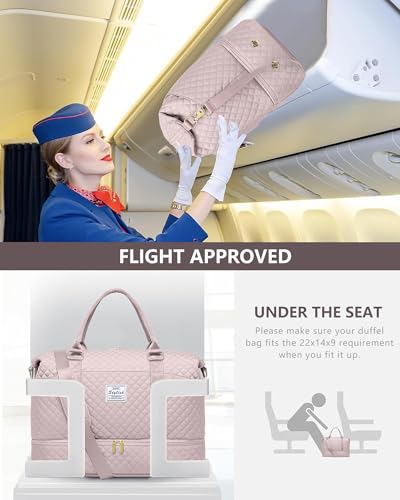 Travel Weekender Duffle Bag for Women: Overnight Bags with Shoe Compartment - color: Antiquewhite, size: Large