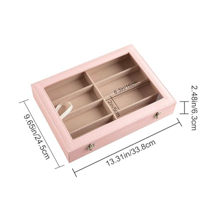 Frebeauty 8-Slot Sunglass Organizer,Sunglass Holder with Clear Lid - color: Pink, size: With Lid