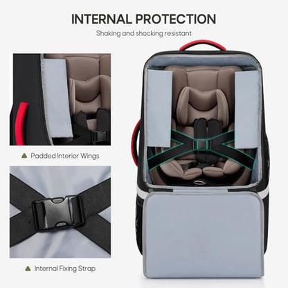 RAINSMORE Padded Car Seat Travel Bag for Airplane with Spinner Wheels - color: Black