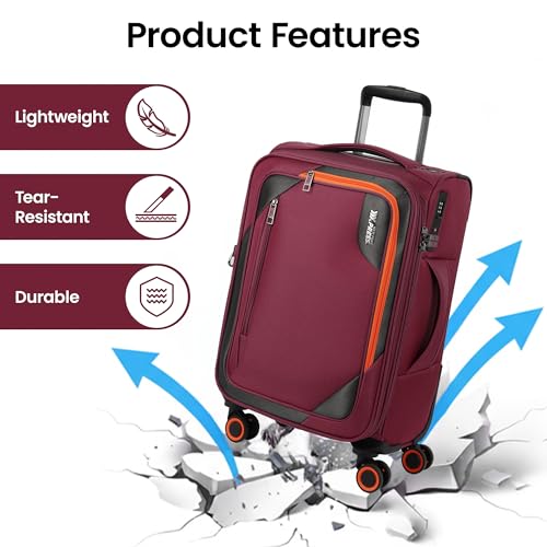 22 inch Carry on Luggage,Softside Suitcase Expandable 20% - color: Burgundy, size: Carry-On 22-Inch