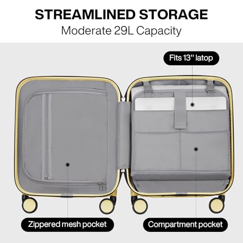 mixi Underseat Carry on Luggage 16 Inch Hardshell PC Suitcase with Spinner Wheels TSA Lock for Travel, Lark Yellow - color: Lark Yellow TSA2, size: 16-inch