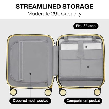 mixi Underseat Carry on Luggage 16 Inch Hardshell PC Suitcase with Spinner Wheels TSA Lock for Travel, Lark Yellow - color: Lark Yellow TSA2, size: 16-inch
