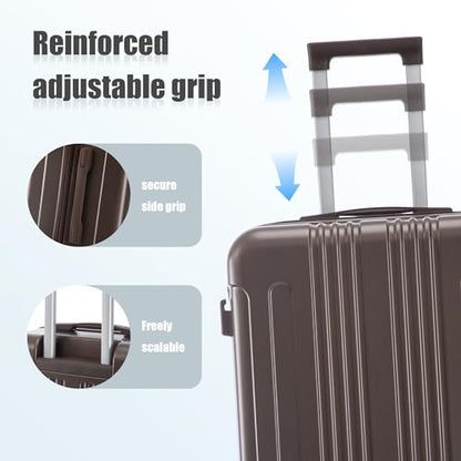Merax Luggage Sets 3 Piece, Hardside Suitcase Set with Wheel & Lock - color: 1-Brown, style: 20/24/28