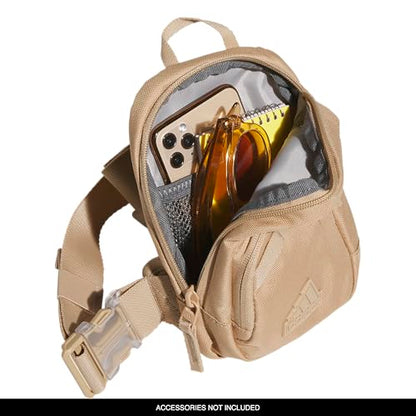 adidas Prime Mini Sling Crossbody Bag, small size for festivals and travel - color: Warm Sandstone Beige