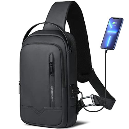 hk Sling Bag for Men Women Chest Bag Should Bags for 11.3 Inch iPad - color: Black
