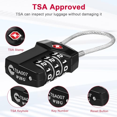 ZHEGE TSA Approved Locks for Luggage Resettable (Black, 2 Pack) - color: 2P, New Black