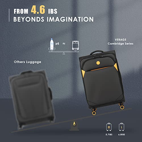 Verage Cambridge Lightweight Luggage Softside Expandable Spinner Wheel Suitcase (Black, 2-Piece Set(20/24)) - color: Black, size: 2-Piece Set (20/24)