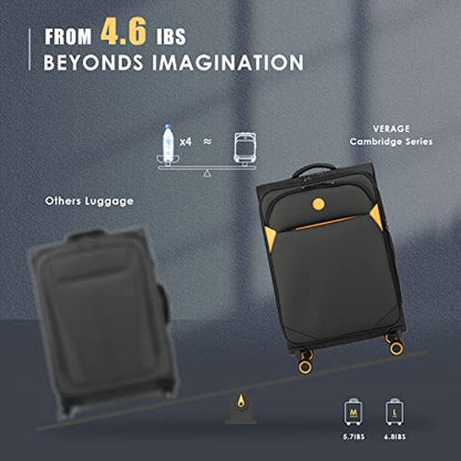 Verage Cambridge Lightweight Luggage Softside Expandable Spinner Wheel Suitcase (Black, 2-Piece Set(20/24)) - color: Black, size: 2-Piece Set (20/24)