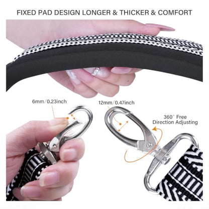 59 Inch Shoulder Strap for Bag with Thick Fixed Shoulder Pad,Stripe - color: Black White Stripes, size: 59 inch
