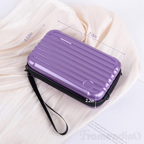 Framendino, Purple Hard Shell Cosmetics Case Carrying Bag for Toiletry Mini Cross Body with Detachable Grip Rope and Shoulder Strap Women - color: Purple
