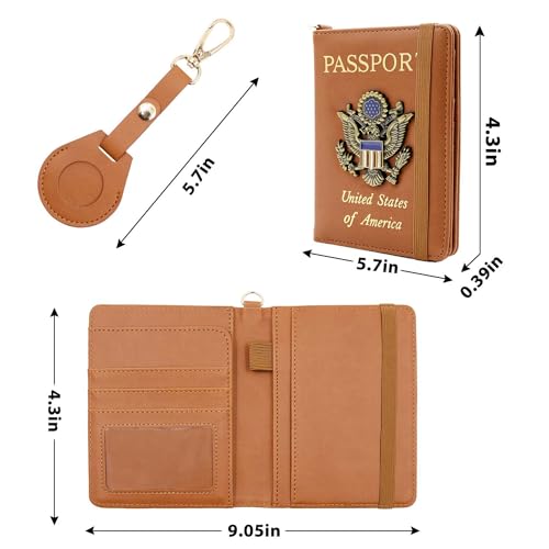 Passport Holder for Travel,Passport Cover Case with RFID (brown) - color: brown