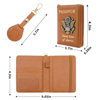 Passport Holder for Travel,Passport Cover Case with RFID (brown) - color: brown