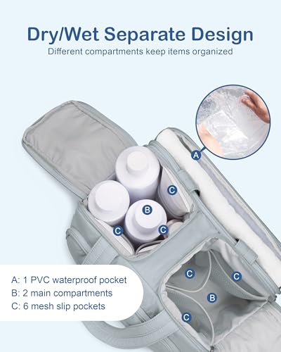 TOPDesign Travel Toiletry Bag, Puffer Makeup Organizer with Compartments - color: Light Grey
