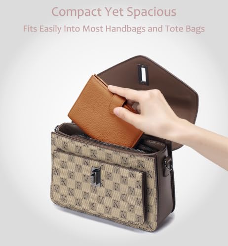 Leather RFID Passport Wallet for Travel Women with Gift Box - color: Brown