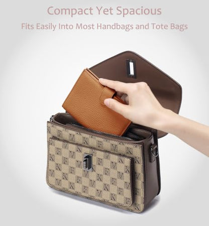 Leather RFID Passport Wallet for Travel Women with Gift Box - color: Brown
