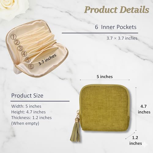 Jewelry Organizer Case, Small Travel Velvet Pouch, Portable - color: Olive Green