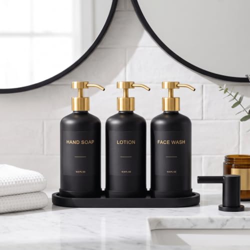 Prus Waso Shampoo Dispenser for Shower, Black & Gold - color: Black & Gold