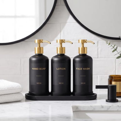 Prus Waso Shampoo Dispenser for Shower, Black & Gold - color: Black & Gold