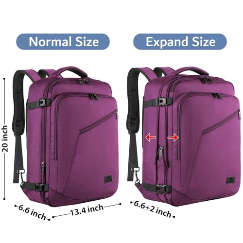 MATEIN Large Purple Travel Backpack, Expandable Airplane Backpack for Women - color: Purple, size: XX-Large