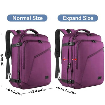 MATEIN Large Purple Travel Backpack, Expandable Airplane Backpack for Women - color: Purple, size: XX-Large