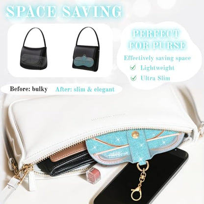 Glitter Glasses Case with Lanyard Soft Leather Sunglasses Bag with Hook - color: Blue