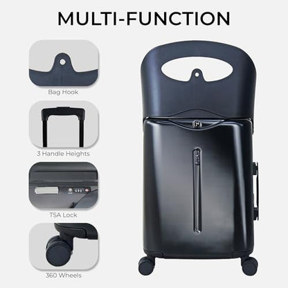 MiaMily Kids Ride-On Carry On Luggage, Hard Shell Suitcase - color: Midnight Black