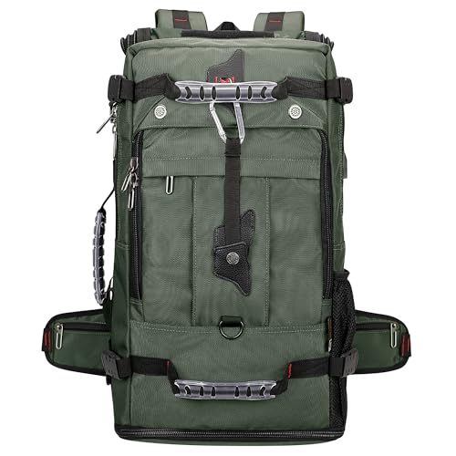 WITZMAN Travel Backpack for Men Duffle Luggage Bag with USB Charging Port - color: Army Green
