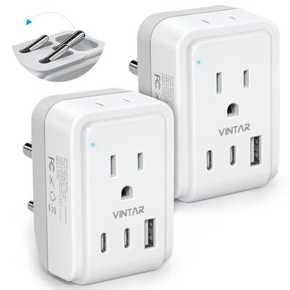 VINTAR US to India Plug Adapter, Foldable India Power Adapter, 2 Pack - style: Type D - India Maldives