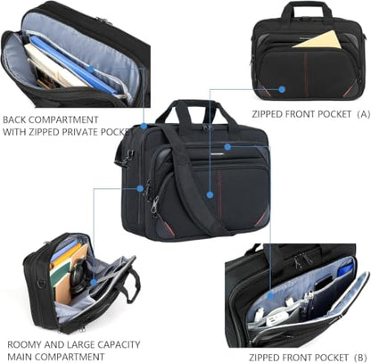 KROSER 17.3 Inch Laptop Briefcase, Computer Bag,Messenger Shoulder Bag - color: Black/Red, size: 17.3 INCH