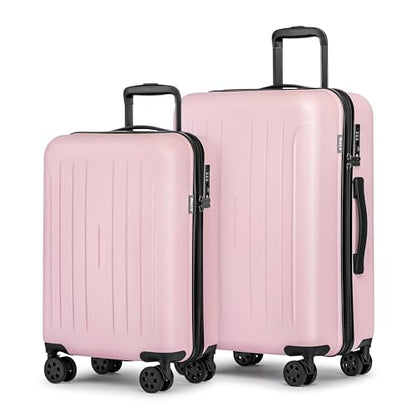KYME Luggage Sets 2 Piece Hardshell Suitcase with TSA Lock,Pink, 20"/24" - color: Pink, size: 2Pcs Set(20"/24")