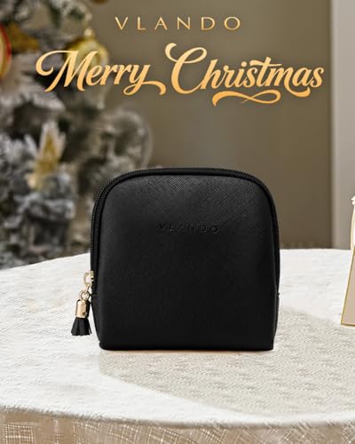 VLANDO Small Travel Jewelry Case,Velvet Pouch Bags with Zipper,Black - color: C.Black
