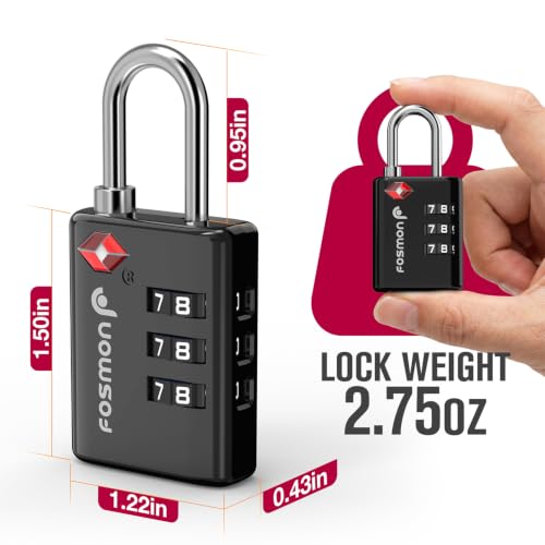 Fosmon TSA Approved Luggage Locks, 3 Digit Combination Padlock, 2 Pack - color: Black 3 Digit 2 Pack