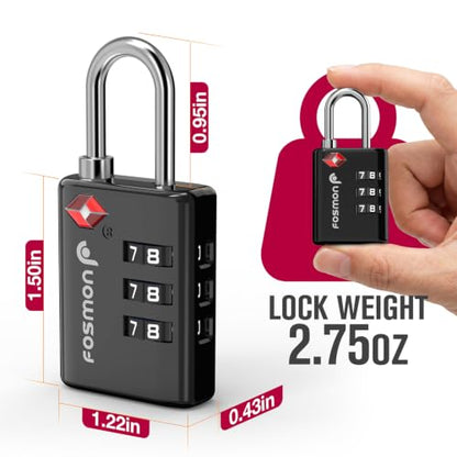 Fosmon TSA Approved Luggage Locks, 3 Digit Combination Padlock, 2 Pack - color: Black 3 Digit 2 Pack