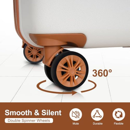 Romswi 28'' Large Checked Luggage with Dual Spinner Wheels, White - color: White